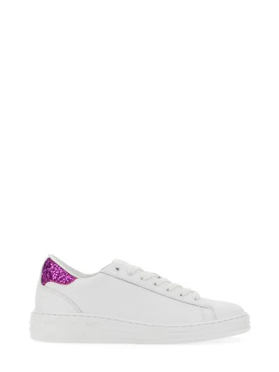Msgm Contrast Heel-counter Leather Sneakers In Pink