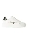 Msgm Iconic Leather Sneakers In White