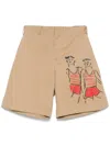 Msgm Illustration-print Shorts In Neutrals