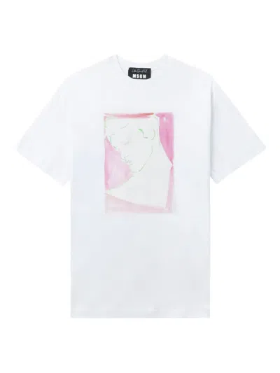 Msgm Illustration-print T-shirt In White
