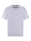 Msgm White Crewneck T-shirt With Logo Lettering On The Neck