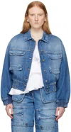 Msgm Indigo Oversized Denim Jacket In 89 Blue