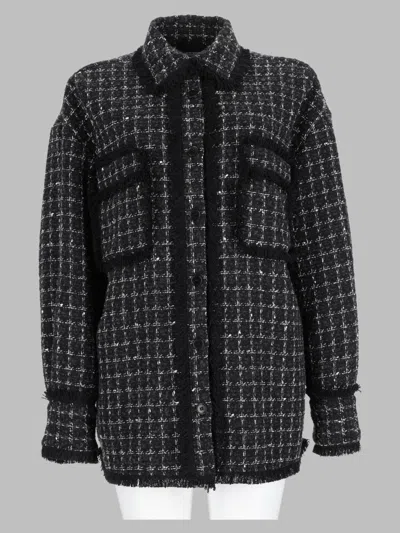 Msgm -inspired Wool-blend Shirt In Black