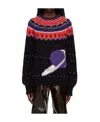 Msgm Intarsia-knit Collar Jumper In Black