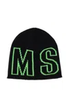 Msgm Intarsia-knit Logo Beanie In Brown