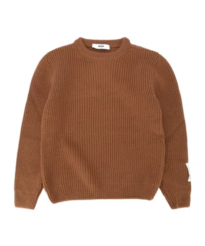 MSGM MSGM KIDS LOGO INTARSIA CREWNEK LONG-SLEEVED JUMPER