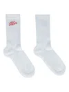 Msgm Intarsia-knit Socks In White