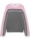 Msgm Striped Intarsia Knit Sweater In Grey