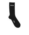 Msgm Intarsia-logo Knitted Socks In Black
