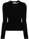 Msgm Intarsia-logo Knitted Top In Black