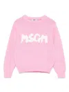 Msgm Intarsia-logo Sweater In Pink