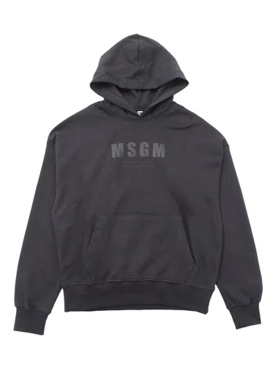 Msgm Kids' Interlock Hoodie Stone Unisex In Gray