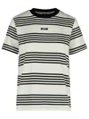 Msgm Cotton Striped Crew Neck Short Sleeve In Neutral