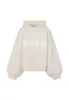 Msgm Ivory Crop Sweater For Girl With Logo In White