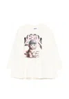 Msgm Ivory T-shirt For Baby Girl With Logo And Cat In Neutral