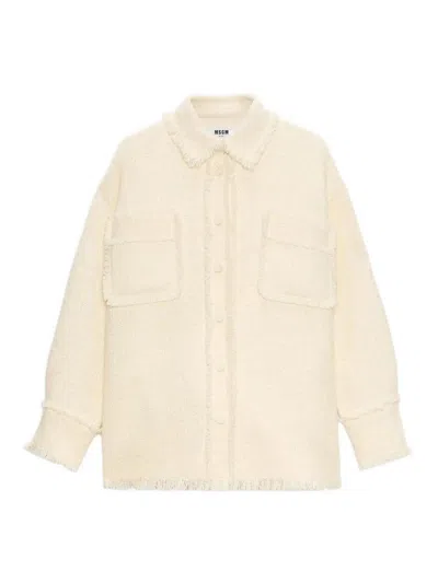 Msgm Ivory Shirt Jacket In Pink