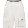 Msgm Ivory Shorts For Boy With Logo In Beige