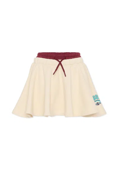 MSGM IVORY SKIRT FOR GIRL WITH LOGO