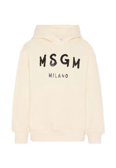 MSGM IVORY SWEATSHIRT FOR KIDS WITH LOGO