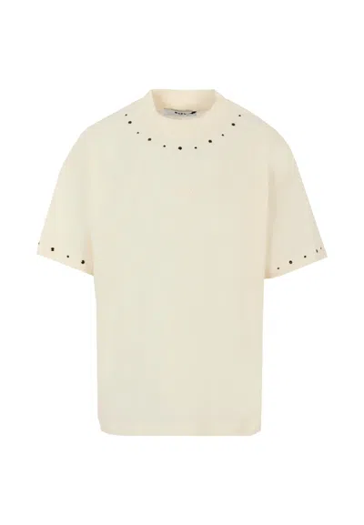MSGM IVORY T-SHIRT FOR GIRL WITH LOGO