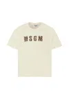 Msgm Leopard-print Logo T-shirt In White