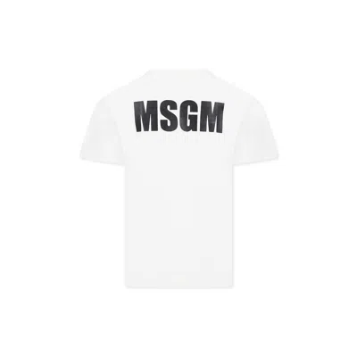 Msgm Ivory T-shirt For Kids With Logo