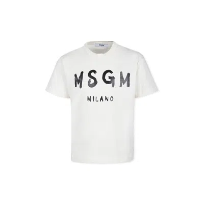 Msgm Ivory T-shirt For Kids With Logo