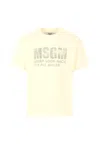 Msgm Ivory T-shirt For Kids With Logo In Neutral