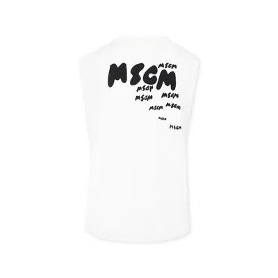 Msgm Kids' Ivory Tank Top For Boy With Logo