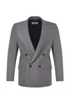 Msgm Double-breasted Mélange-effect Blazer