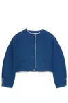 Msgm Blue Patch Pocket Denim Jacket In Blue
