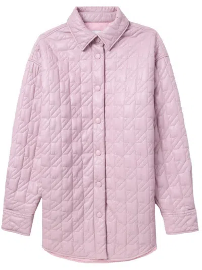 Msgm Quilted Buttoned Jacket In Pink & Purple