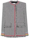 Msgm Check-pattern Single-breasted Blazer In Gray