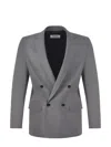 Msgm Double-breasted Mélange-effect Blazer In Grey