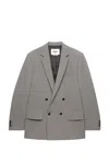 Msgm Double-breasted Mélange-effect Blazer In Grey