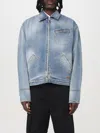 Msgm Blue Jacket With Faded Effect And Logo Embroidered On The Front In Denim