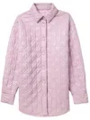 Msgm Quilted Collared Neck Long Sleeves Jacket In Pink