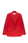 Msgm Long-sleeved Single-breasted Tailored Blazer In Red