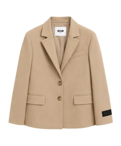 Msgm Jacket With A Logo In Brown