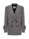 Msgm Jacket With Floral Decoration In Gray