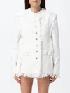 Msgm Frayed-edge Denim Jacket In White