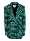 Msgm Houndstooth Pattern Tweed Jacket