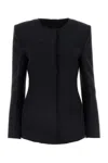 Msgm Stretch Polyester Blend Blazer With Front Pockets In Black
