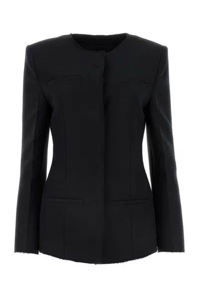 Msgm Black Stretch Polyester Blend Blazer