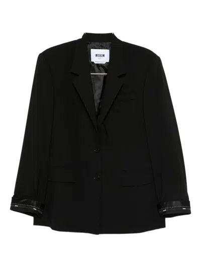 Msgm Buttoned Embellished-cuff Jacket In Black