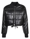 Msgm Quilted Faux Leather Jacket In Black