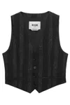 Msgm Striped Single-breasted Gilet In Nero