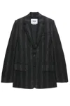 Msgm Striped Single-breasted Blazer In Nero