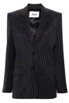 Msgm Pinstripe Wrap Blazer In Blu