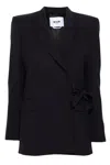 Msgm Double-breasted Wrap Blazer In Blu